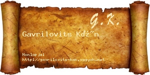 Gavrilovits Kán névjegykártya